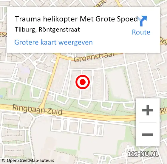 Locatie op kaart van de 112 melding: Trauma helikopter Met Grote Spoed Naar Tilburg, Röntgenstraat op 25 februari 2024 01:12