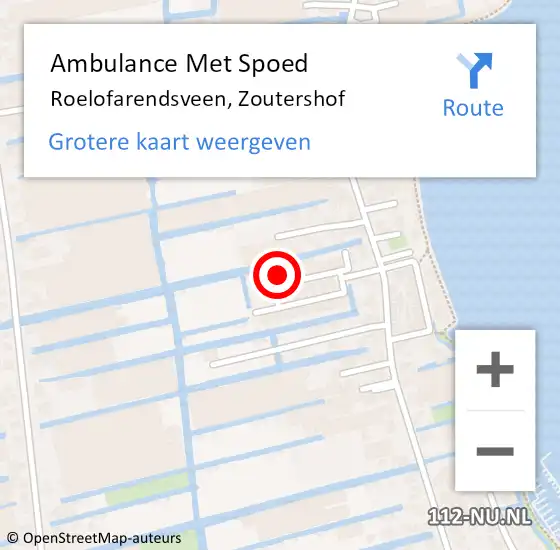 Locatie op kaart van de 112 melding: Ambulance Met Spoed Naar Roelofarendsveen, Zoutershof op 25 februari 2024 01:24