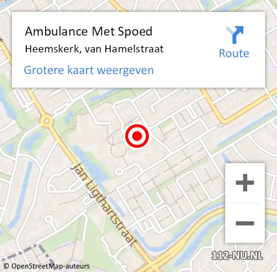 Locatie op kaart van de 112 melding: Ambulance Met Spoed Naar Heemskerk, van Hamelstraat op 25 februari 2024 01:50