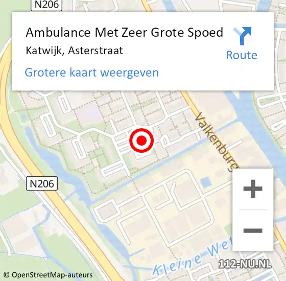 Locatie op kaart van de 112 melding: Ambulance Met Zeer Grote Spoed Naar Katwijk, Asterstraat op 25 februari 2024 02:49
