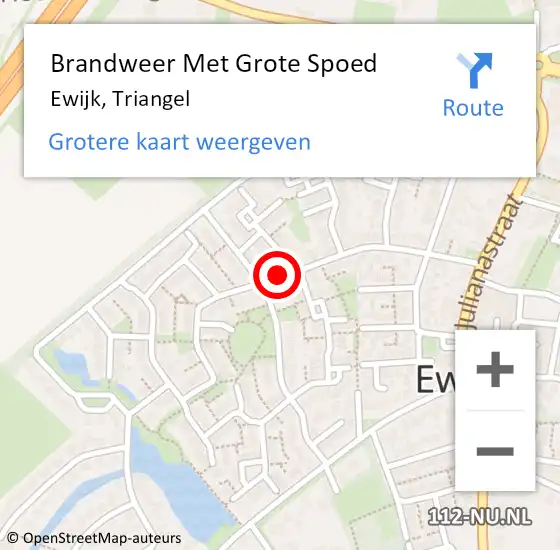 Locatie op kaart van de 112 melding: Brandweer Met Grote Spoed Naar Ewijk, Triangel op 25 februari 2024 03:26