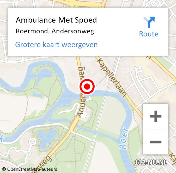 Locatie op kaart van de 112 melding: Ambulance Met Spoed Naar Roermond, Andersonweg op 25 februari 2024 03:54