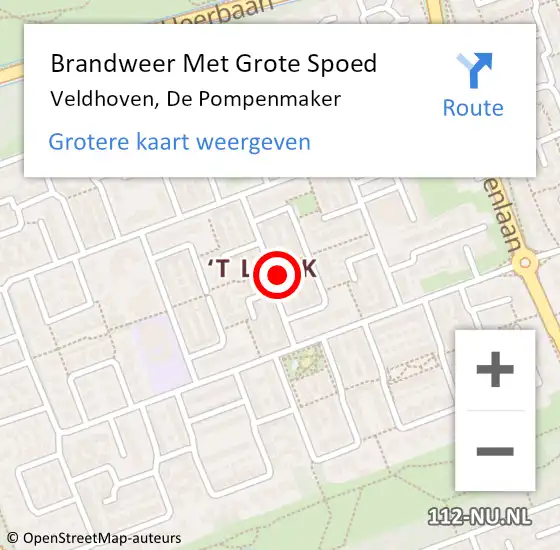 Locatie op kaart van de 112 melding: Brandweer Met Grote Spoed Naar Veldhoven, De Pompenmaker op 25 februari 2024 04:40