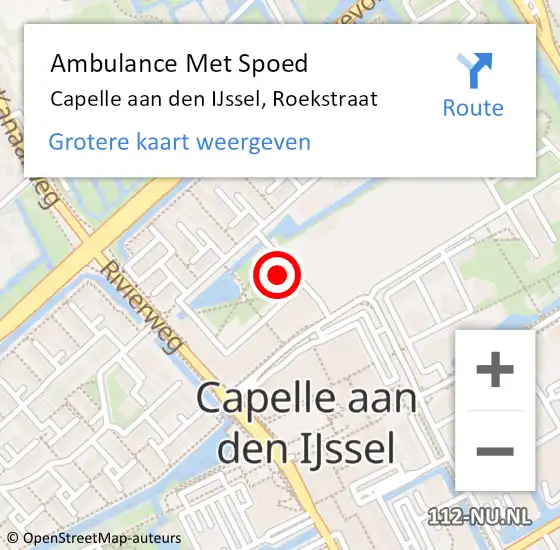 Locatie op kaart van de 112 melding: Ambulance Met Spoed Naar Capelle aan den IJssel, Roekstraat op 25 februari 2024 05:16