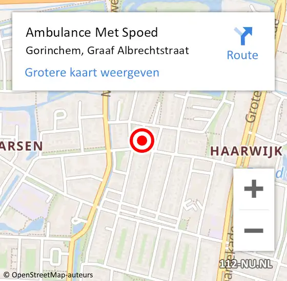 Locatie op kaart van de 112 melding: Ambulance Met Spoed Naar Gorinchem, Graaf Albrechtstraat op 25 februari 2024 05:18