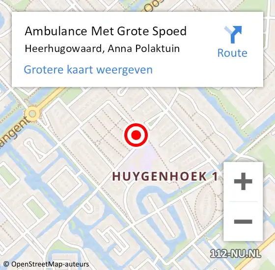 Locatie op kaart van de 112 melding: Ambulance Met Grote Spoed Naar Heerhugowaard, Anna Polaktuin op 25 februari 2024 05:26