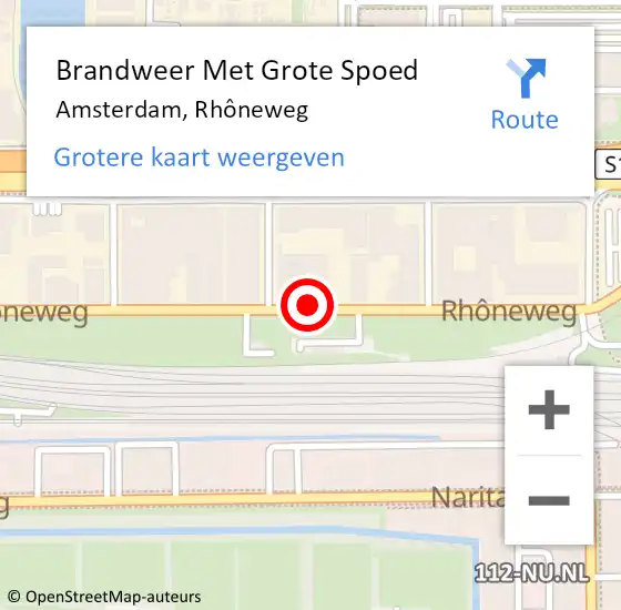 Locatie op kaart van de 112 melding: Brandweer Met Grote Spoed Naar Amsterdam, Rhôneweg op 25 februari 2024 05:32