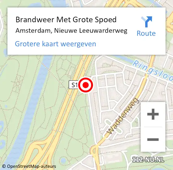 Locatie op kaart van de 112 melding: Brandweer Met Grote Spoed Naar Amsterdam, Nieuwe Leeuwarderweg op 25 februari 2024 05:34