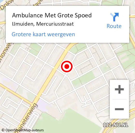 Locatie op kaart van de 112 melding: Ambulance Met Grote Spoed Naar IJmuiden, Mercuriusstraat op 25 februari 2024 06:11