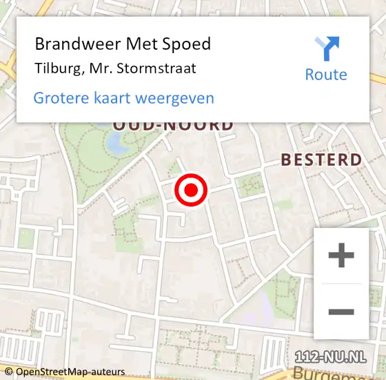 Locatie op kaart van de 112 melding: Brandweer Met Spoed Naar Tilburg, Mr. Stormstraat op 25 februari 2024 06:57