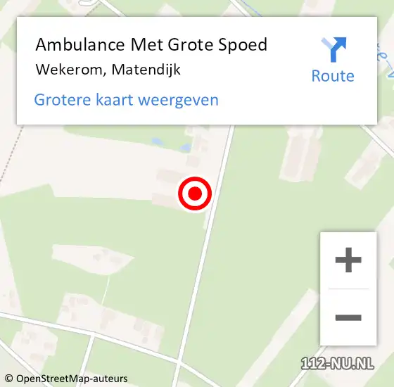 Locatie op kaart van de 112 melding: Ambulance Met Grote Spoed Naar Wekerom, Matendijk op 27 september 2014 01:47