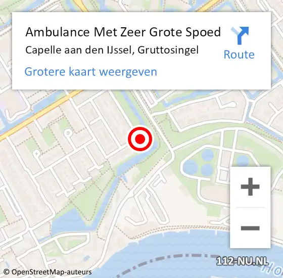 Locatie op kaart van de 112 melding: Ambulance Met Zeer Grote Spoed Naar Capelle aan den IJssel, Gruttosingel op 25 februari 2024 08:16
