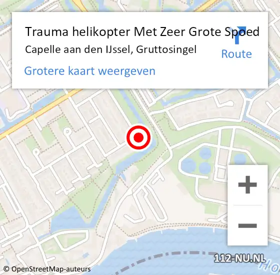 Locatie op kaart van de 112 melding: Trauma helikopter Met Zeer Grote Spoed Naar Capelle aan den IJssel, Gruttosingel op 25 februari 2024 08:24
