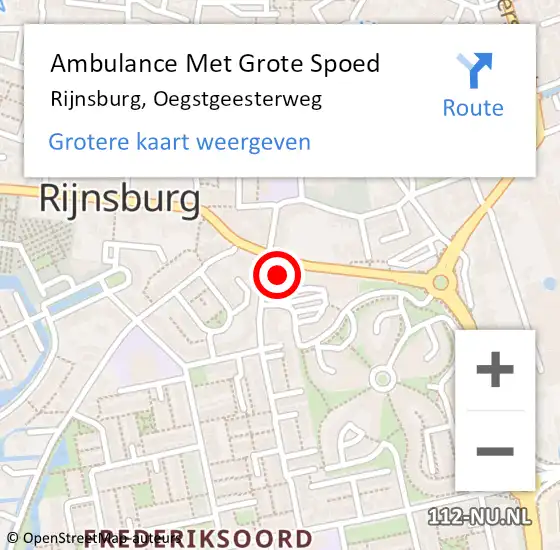 Locatie op kaart van de 112 melding: Ambulance Met Grote Spoed Naar Rijnsburg, Oegstgeesterweg op 25 februari 2024 08:31
