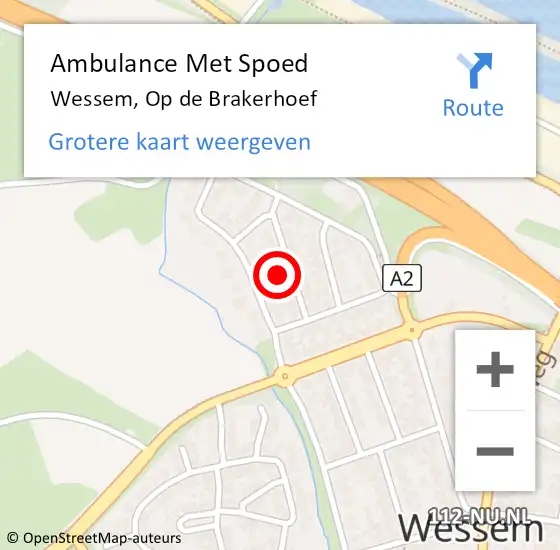 Locatie op kaart van de 112 melding: Ambulance Met Spoed Naar Wessem, Op de Brakerhoef op 25 februari 2024 08:55