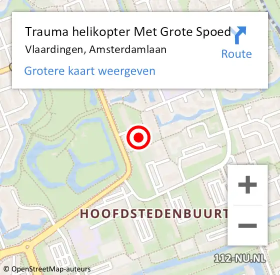 Locatie op kaart van de 112 melding: Trauma helikopter Met Grote Spoed Naar Vlaardingen, Amsterdamlaan op 25 februari 2024 08:57