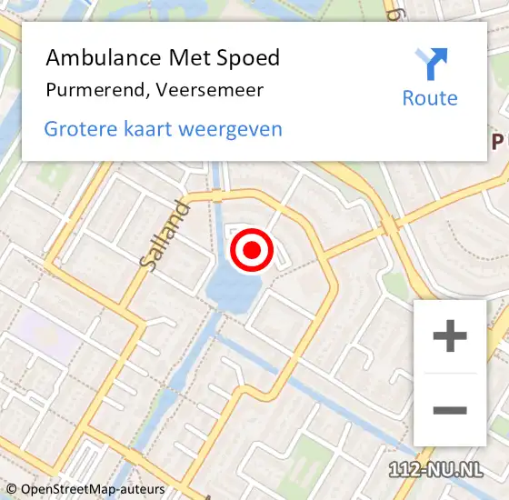 Locatie op kaart van de 112 melding: Ambulance Met Spoed Naar Purmerend, Veersemeer op 25 februari 2024 09:14