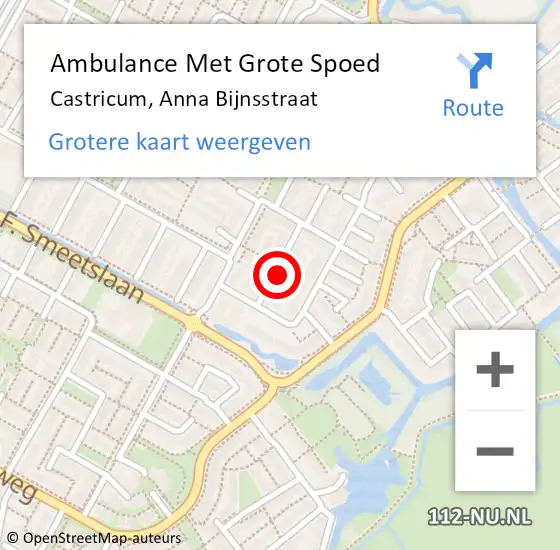 Locatie op kaart van de 112 melding: Ambulance Met Grote Spoed Naar Castricum, Anna Bijnsstraat op 25 februari 2024 10:19