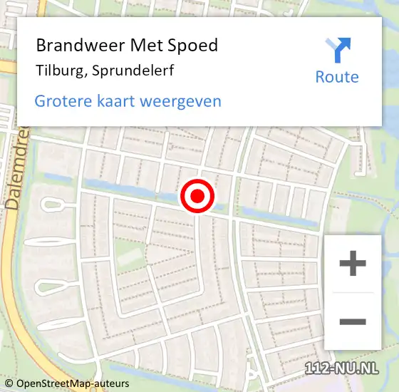 Locatie op kaart van de 112 melding: Brandweer Met Spoed Naar Tilburg, Sprundelerf op 25 februari 2024 10:33