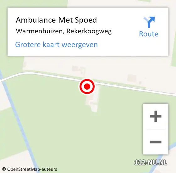 Locatie op kaart van de 112 melding: Ambulance Met Spoed Naar Warmenhuizen, Rekerkoogweg op 25 februari 2024 10:34