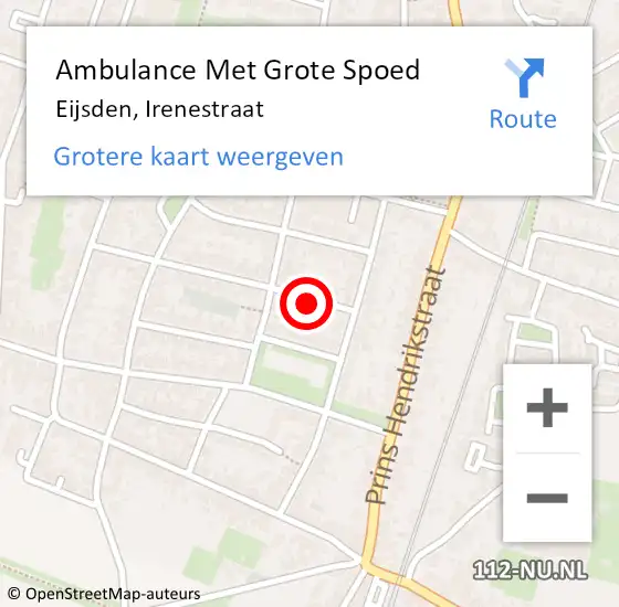 Locatie op kaart van de 112 melding: Ambulance Met Grote Spoed Naar Eijsden, Irenestraat op 25 februari 2024 10:44
