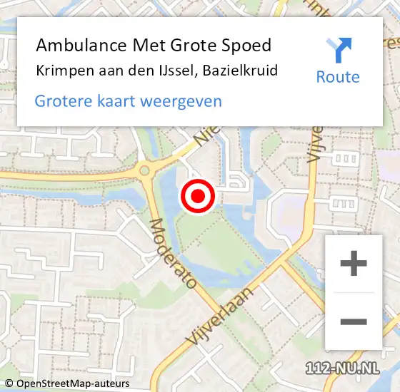 Locatie op kaart van de 112 melding: Ambulance Met Grote Spoed Naar Krimpen aan den IJssel, Bazielkruid op 25 februari 2024 11:08