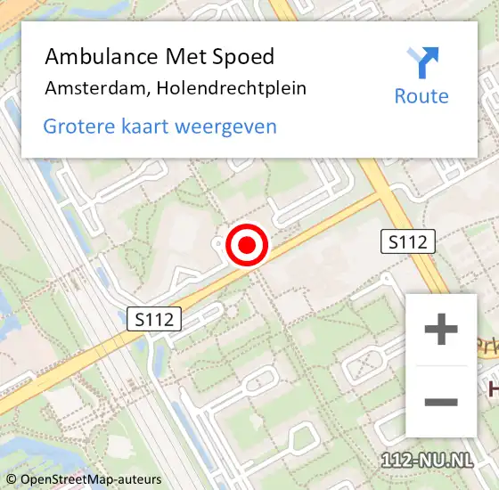 Locatie op kaart van de 112 melding: Ambulance Met Spoed Naar Amsterdam, Holendrechtplein op 25 februari 2024 11:17