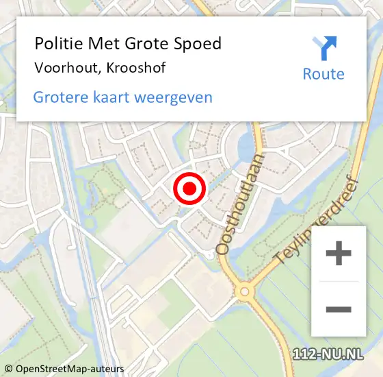 Locatie op kaart van de 112 melding: Politie Met Grote Spoed Naar Voorhout, Krooshof op 25 februari 2024 11:29