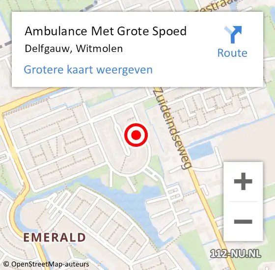 Locatie op kaart van de 112 melding: Ambulance Met Grote Spoed Naar Delfgauw, Witmolen op 25 februari 2024 11:57