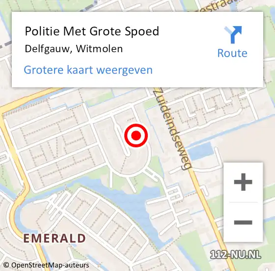 Locatie op kaart van de 112 melding: Politie Met Grote Spoed Naar Delfgauw, Witmolen op 25 februari 2024 11:59