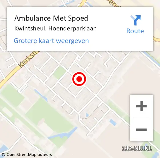 Locatie op kaart van de 112 melding: Ambulance Met Spoed Naar Kwintsheul, Hoenderparklaan op 25 februari 2024 12:31