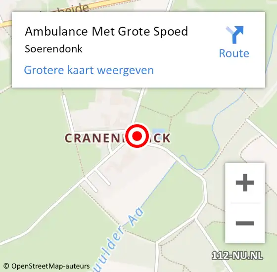 Locatie op kaart van de 112 melding: Ambulance Met Grote Spoed Naar Soerendonk op 25 februari 2024 12:36