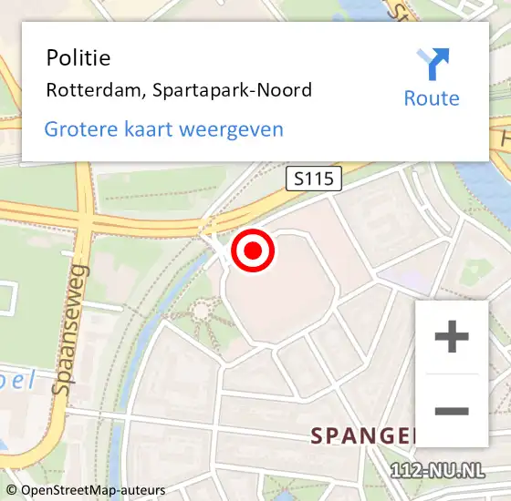 Locatie op kaart van de 112 melding: Politie Rotterdam, Spartapark-Noord op 25 februari 2024 12:59