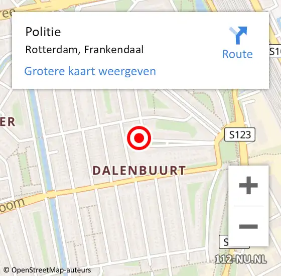 Locatie op kaart van de 112 melding: Politie Rotterdam, Frankendaal op 25 februari 2024 13:23