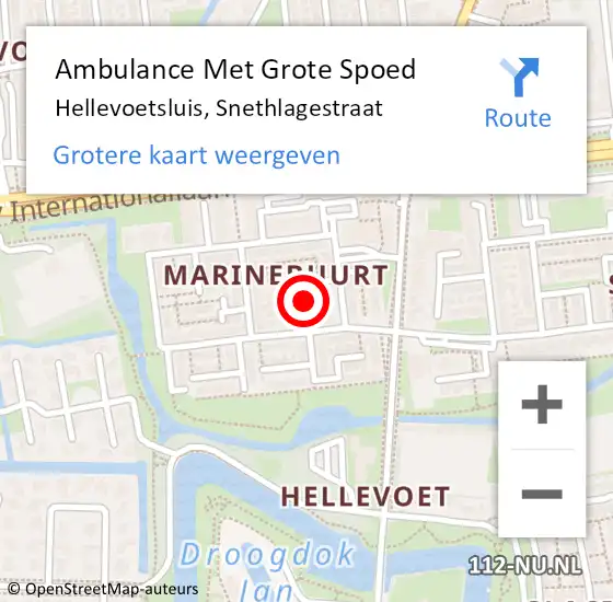 Locatie op kaart van de 112 melding: Ambulance Met Grote Spoed Naar Hellevoetsluis, Snethlagestraat op 25 februari 2024 13:39