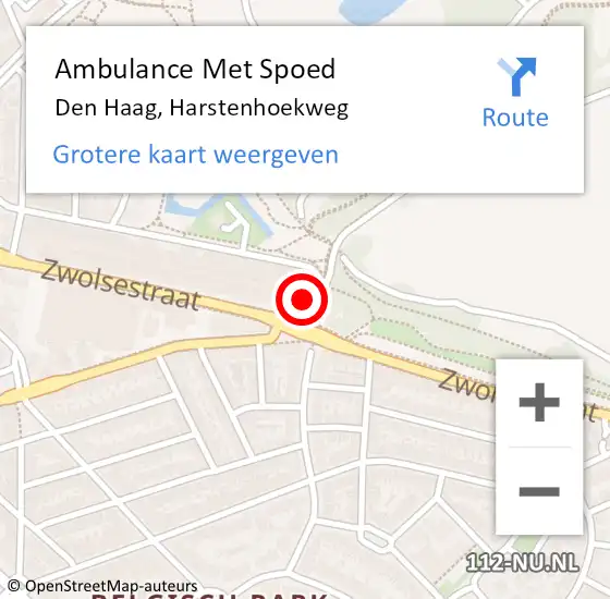 Locatie op kaart van de 112 melding: Ambulance Met Spoed Naar Den Haag, Harstenhoekweg op 25 februari 2024 13:50