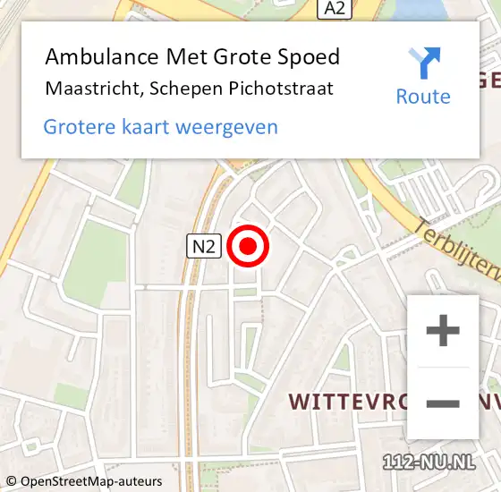 Locatie op kaart van de 112 melding: Ambulance Met Grote Spoed Naar Maastricht, Schepen Pichotstraat op 25 februari 2024 14:15