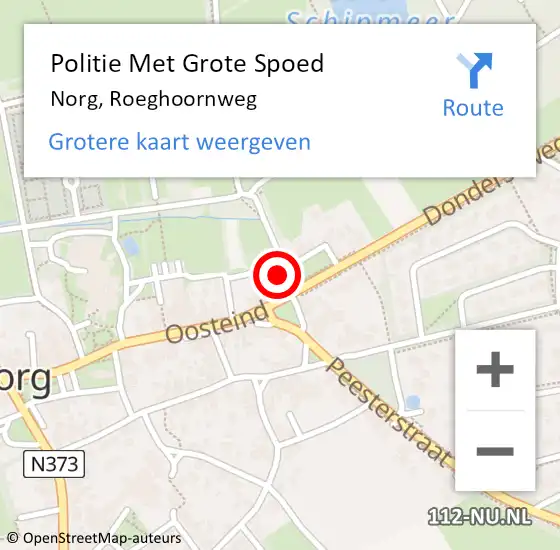 Locatie op kaart van de 112 melding: Politie Met Grote Spoed Naar Norg, Roeghoornweg op 25 februari 2024 14:37