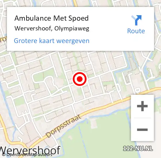 Locatie op kaart van de 112 melding: Ambulance Met Spoed Naar Wervershoof, Olympiaweg op 25 februari 2024 14:49