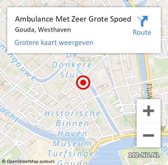 Locatie op kaart van de 112 melding: Ambulance Met Zeer Grote Spoed Naar Gouda, Westhaven op 25 februari 2024 14:59