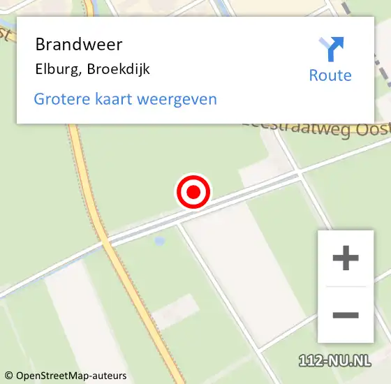 Locatie op kaart van de 112 melding: Brandweer Elburg, Broekdijk op 25 februari 2024 15:07