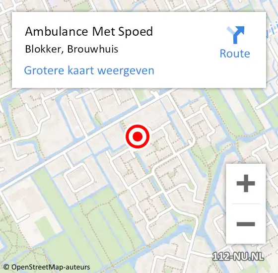 Locatie op kaart van de 112 melding: Ambulance Met Spoed Naar Blokker, Brouwhuis op 25 februari 2024 15:07