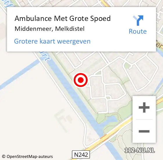 Locatie op kaart van de 112 melding: Ambulance Met Grote Spoed Naar Middenmeer, Melkdistel op 25 februari 2024 15:44