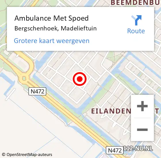 Locatie op kaart van de 112 melding: Ambulance Met Spoed Naar Bergschenhoek, Madelieftuin op 25 februari 2024 15:47