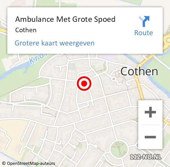Locatie op kaart van de 112 melding: Ambulance Met Grote Spoed Naar Cothen op 25 februari 2024 15:50
