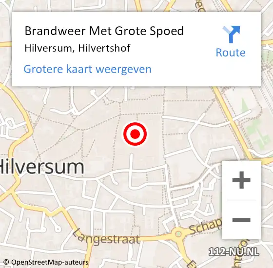 Locatie op kaart van de 112 melding: Brandweer Met Grote Spoed Naar Hilversum, Hilvertshof op 25 februari 2024 15:52