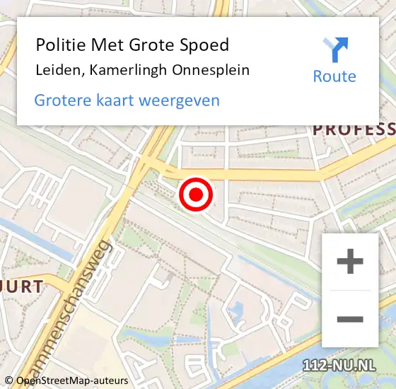 Locatie op kaart van de 112 melding: Politie Met Grote Spoed Naar Leiden, Kamerlingh Onnesplein op 25 februari 2024 15:53