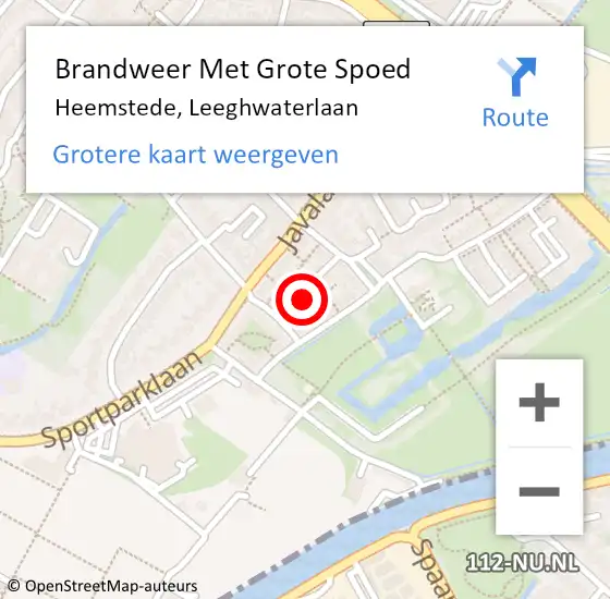 Locatie op kaart van de 112 melding: Brandweer Met Grote Spoed Naar Heemstede, Leeghwaterlaan op 25 februari 2024 16:27