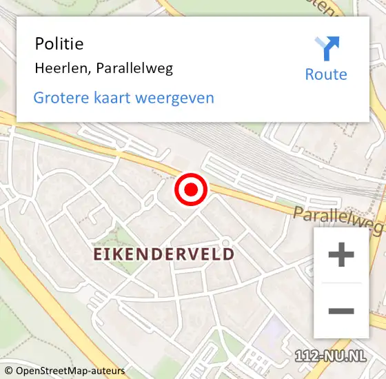 Locatie op kaart van de 112 melding: Politie Heerlen, Parallelweg op 25 februari 2024 16:28