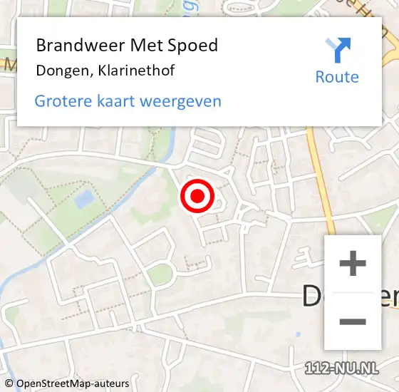 Locatie op kaart van de 112 melding: Brandweer Met Spoed Naar Dongen, Klarinethof op 25 februari 2024 16:40